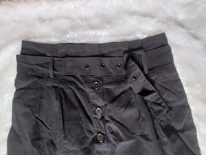 Black Button-Down Mini Skirt