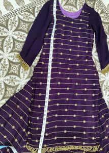 Elegant Purple Kurta and Skirt Set