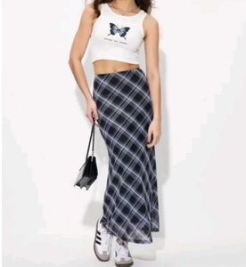 Plaid Straight Skirt