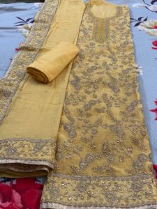 Elegant Yellow Embroidered Salwar Kameez