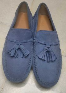 ZARA Blue Sude Leather Loafers