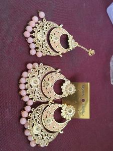 Brand New Mangtika Earrings Set With Box