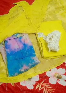 organza kurti with lemon colour pent &amp;duppatta