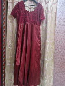Elegant Maroon Lace Dress