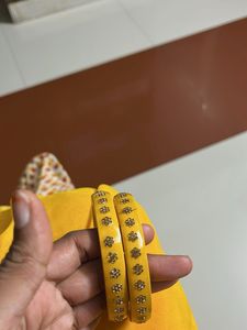 Yellow Bangles with Floral Detail