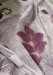 Set Of 2 Long Elegant Floral Embroidered Curtai