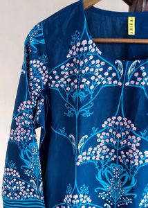 Ahika Navy Blue Printed Kurti, L Size