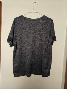 Top With Sequined Sleeves