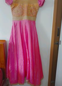 Pink &amp; Gold Anarkali Dress