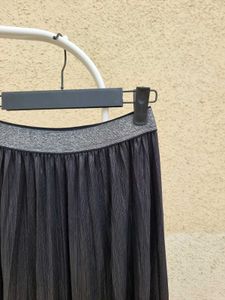 Maison Blanche Pleated Midi Skirt Silver Waistband