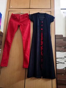Stylish Split Kruta Trouser Set With Net Work