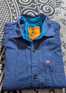 Blue Patterned Casual Shirt For Men