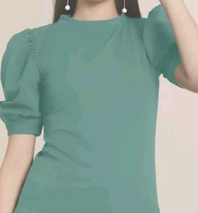 Solid Puff Sleeve Top