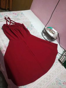 Red Sleeveless Skater Dress
