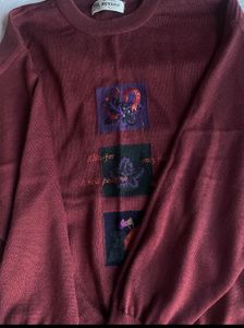Maroon Embroidered Sweatshirt