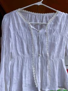 White Lace Trim Top