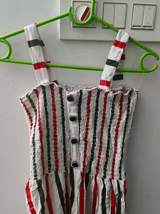 Striped Dress with Olive Jacket