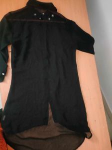 High To Low Stylish Black Georgette Shirt