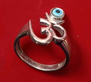 Evil Eye Om pure 925 silver ring