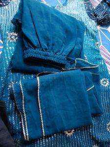 Blue Kurta With Plazzo And Dupatta