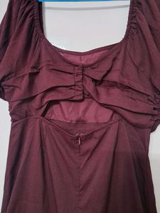 Burgundy Off-Shoulder Mini Dress