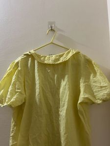 Chic Yellow Ruffle Collar Top