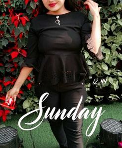 Black peplum top streachable