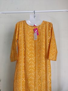 Varanga Mustard Printed Kurta ( Women)