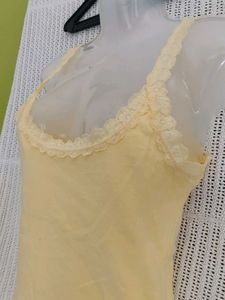 Yellow Lace Trim Tank Top