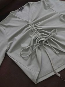 Mint Green Ruched Long Sleeve Top
