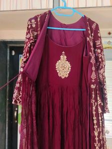 wine clr fully  sequence work gown