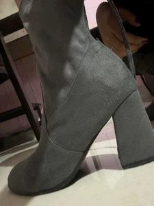 Charcoal Grey Heeled Boots