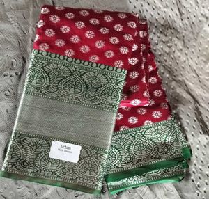 Elegant Red & Green Banarasi Silk Saree