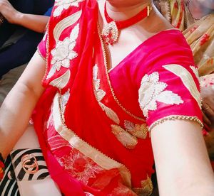 Beautiful Saree Two Colour Orange Nd Pink