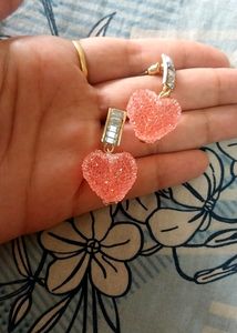 Korean Pink Crystal Drop Earrings