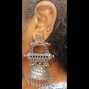 Silver Trident Earrings