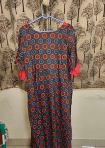 Feeding Ankle length Frock with Tie.