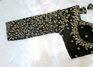 Elegant Black &amp; Gold Embroidered Blouse
