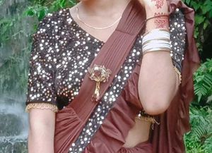 Blue Saree with Sequin Blouse