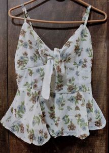 Floral Tie-Front Crop Cami Top🌷