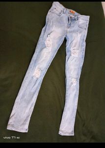 Women Skinny Fit Ribbed Jeans Size 28