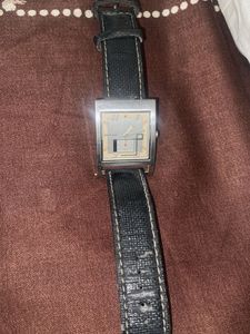 Vintage Black Leather Square Dial Fastrack Watch