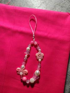 Cute Pink Beaded Phone Charm