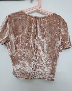 Baby Pink Velvety Crop Top