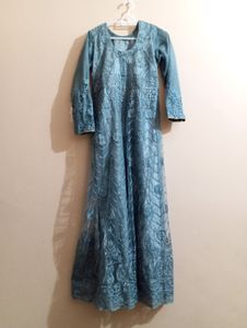 Beautiful Grey Gown And Dupatta