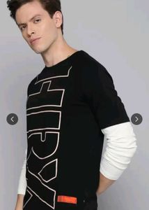 HRX Black Printed T-Shirt