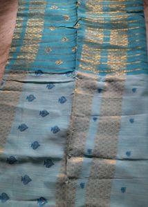 Light Blue Handloom Tant Benarasi Saree