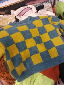 Checkered Fuzzy Sweater
