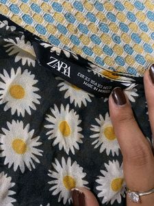 sunflower print flared top