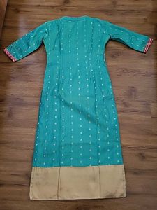 Sea Green Silk Kurta - Long
